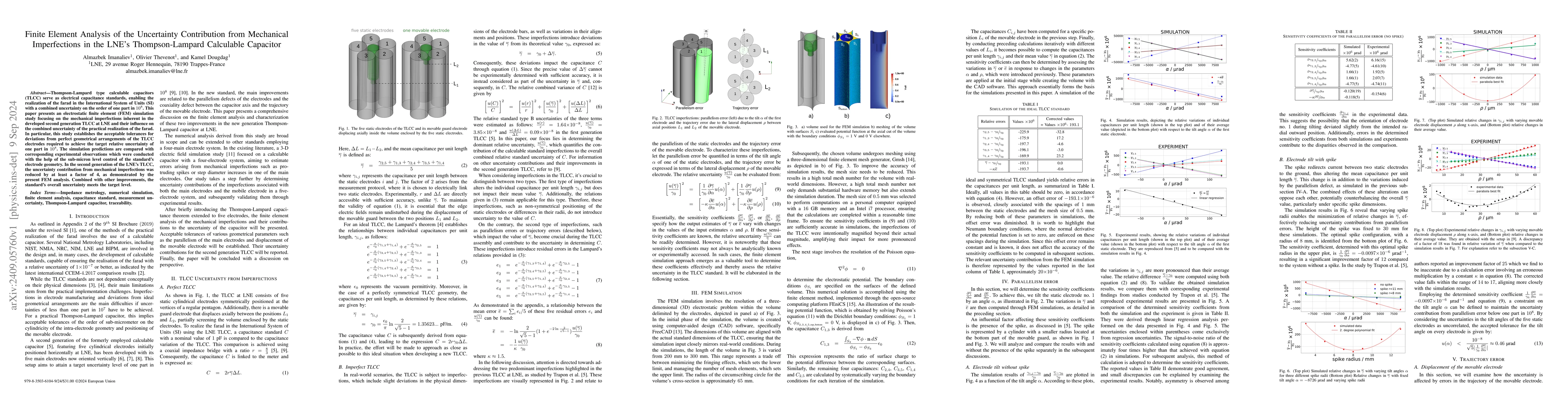 Thumbnail for Finite Element Analysis of the Uncertainty Contribution from Mechanical
  Imperfections in the LNE's Thompson-Lampard Calculable Capacitor