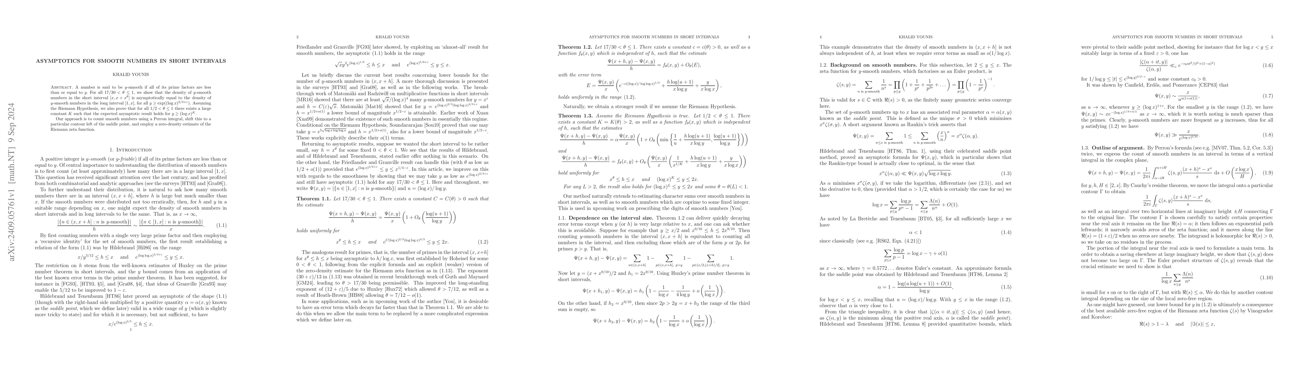 Thumbnail for Asymptotics for smooth numbers in short intervals