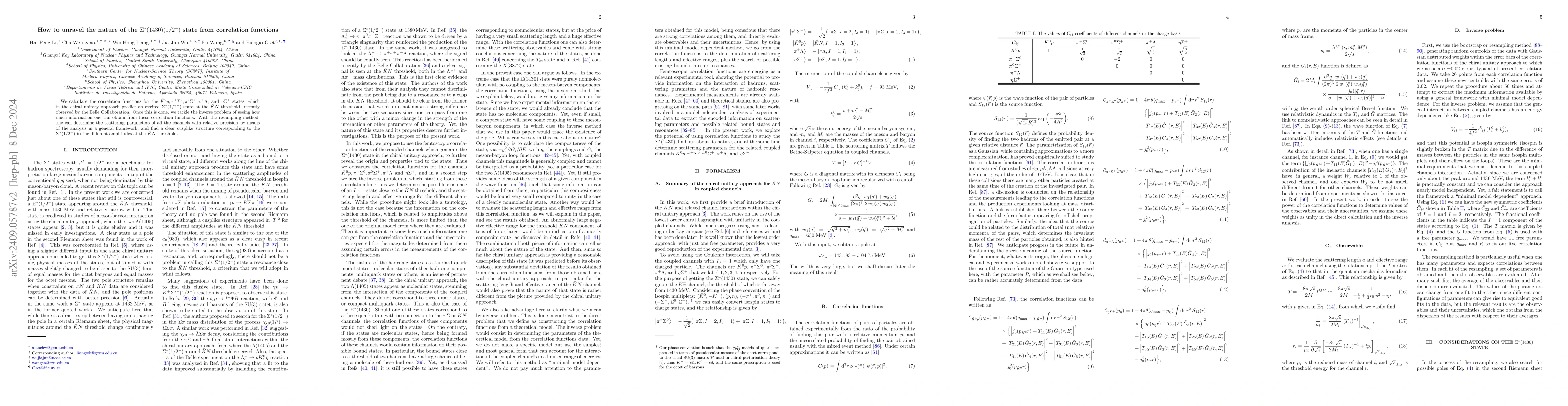 Thumbnail for How to unravel the nature of the $Σ^*(1430) (1/2^-)$ state from
  correlation functions