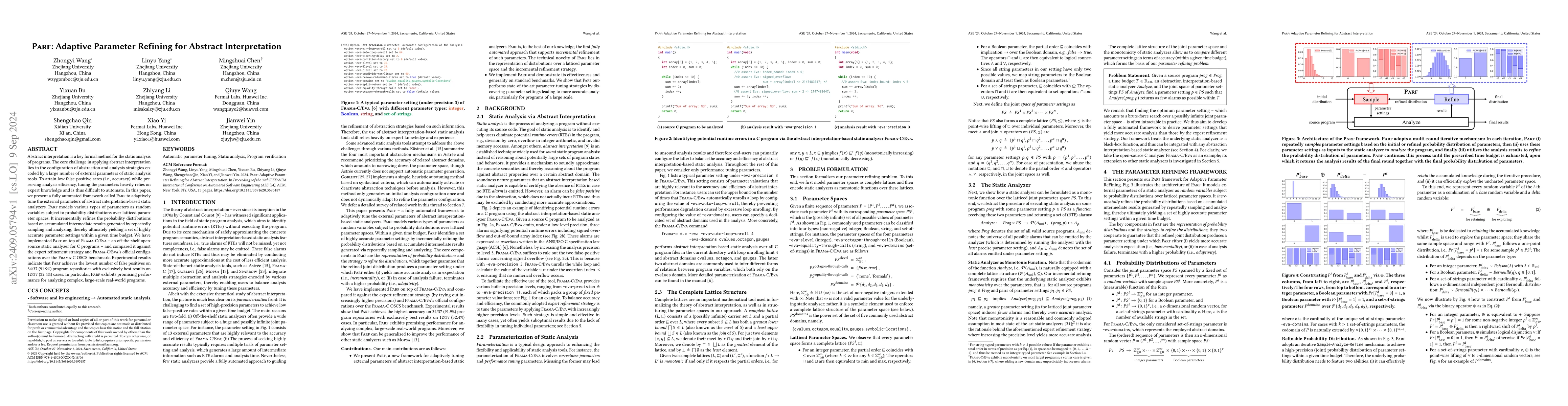 Thumbnail for Parf: Adaptive Parameter Refining for Abstract Interpretation