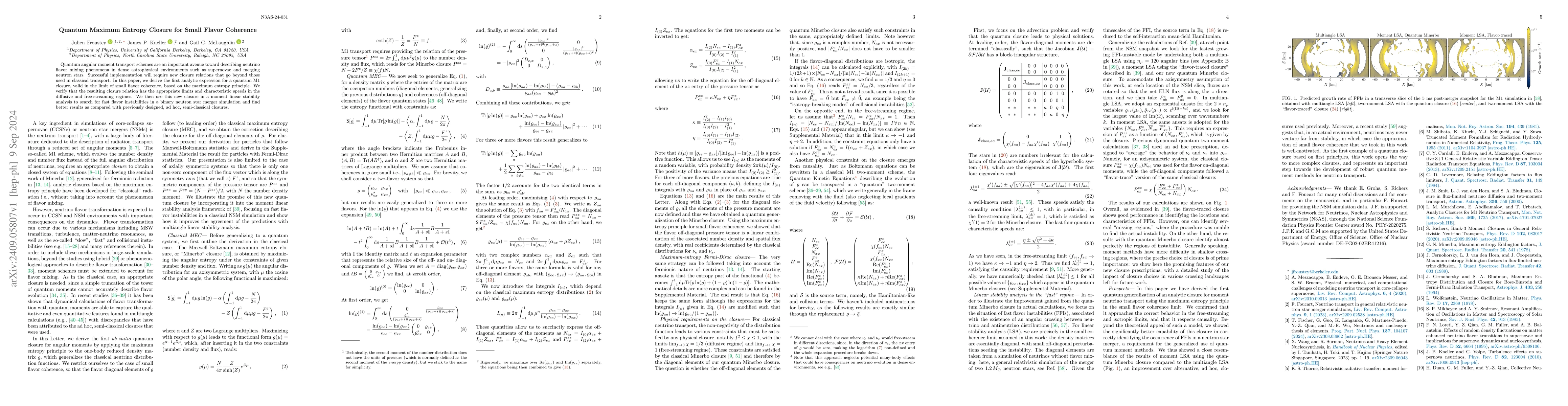 Thumbnail for Quantum maximum entropy closure for small flavor coherence