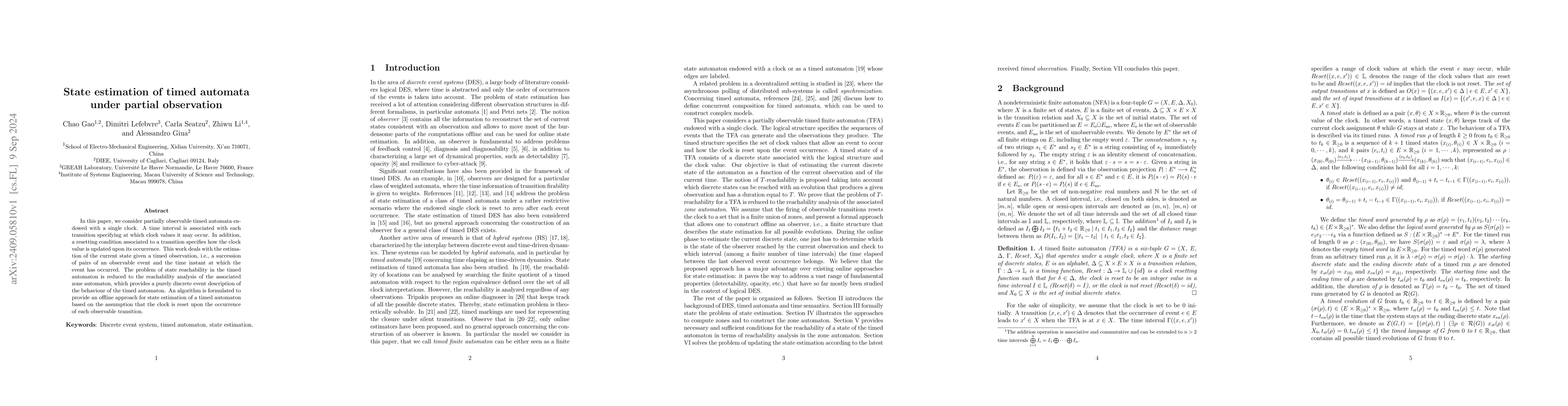 Thumbnail for State estimation of timed automata under partial observation [Draft
  version]