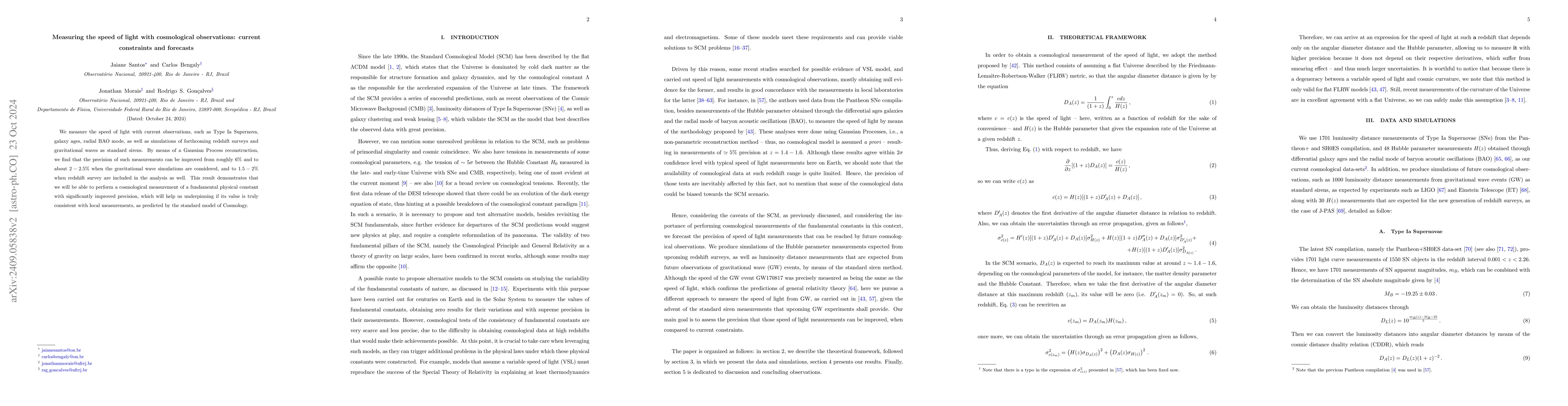 Thumbnail for Measuring the speed of light with cosmological observations: current
  constraints and forecasts