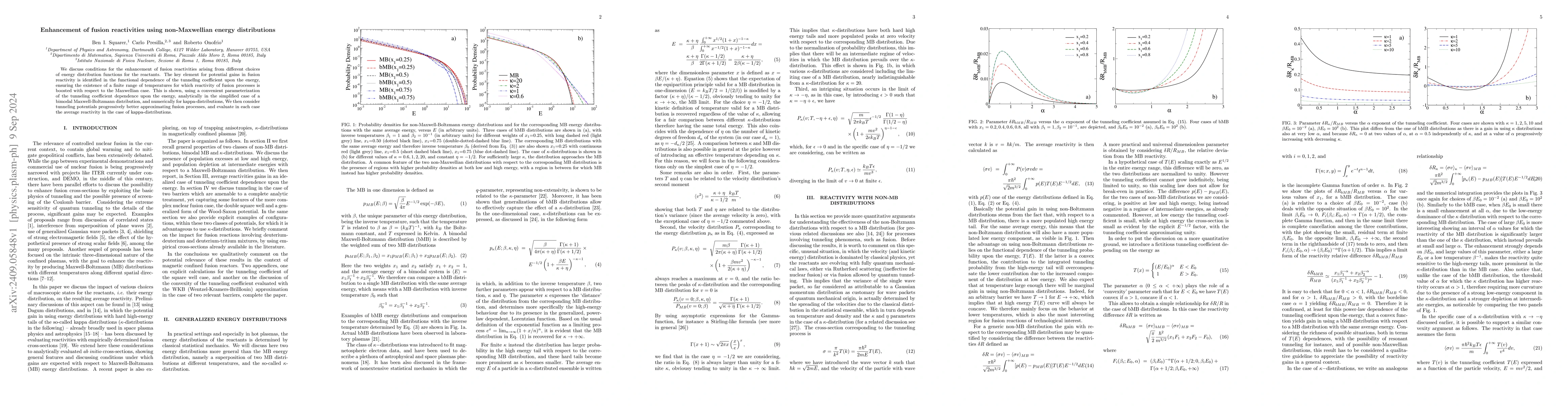 Thumbnail for Enhancement of fusion reactivities using non-Maxwellian energy
  distributions