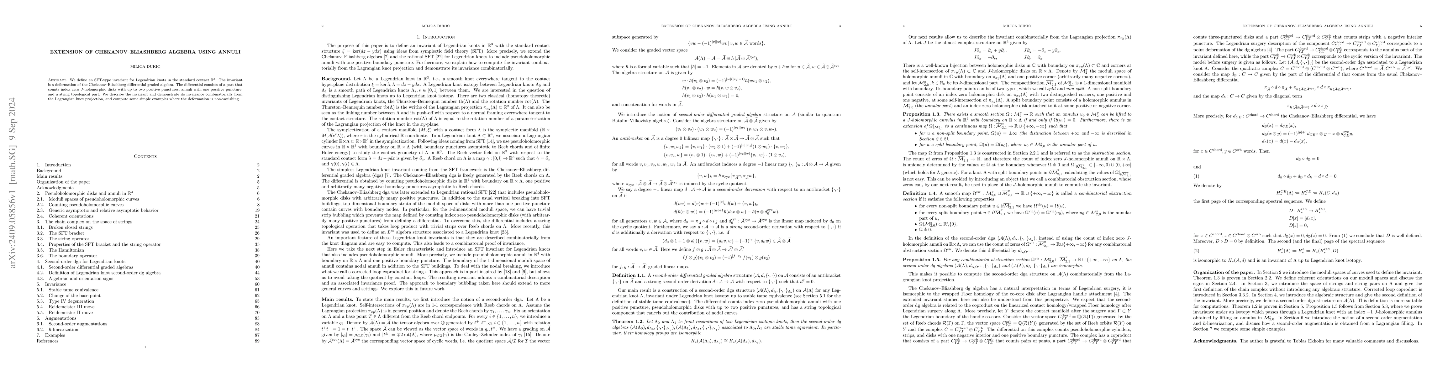Thumbnail for Extension of Chekanov-Eliashberg algebra using annuli