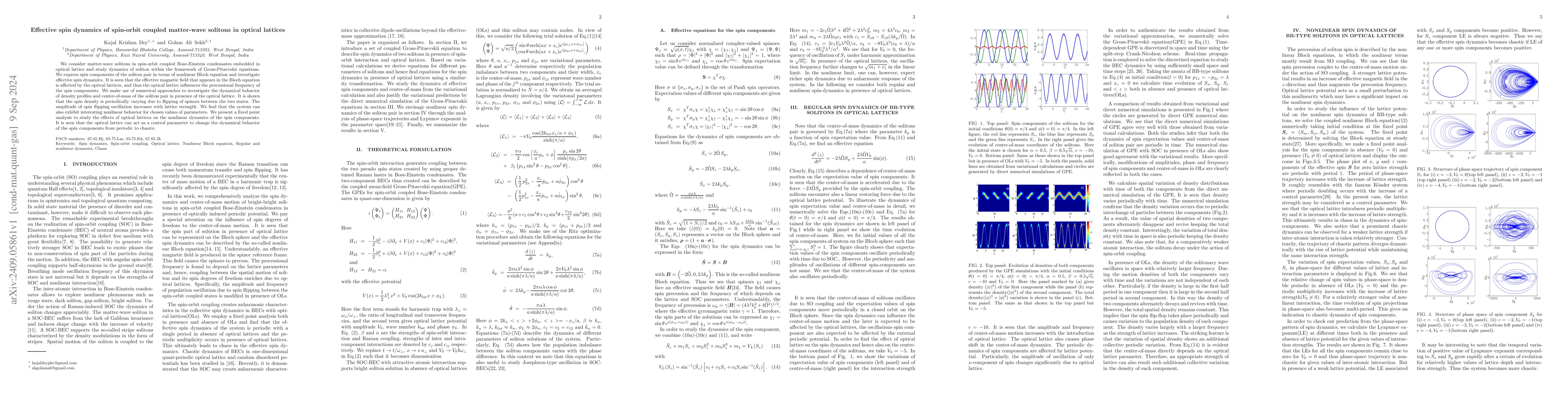 Thumbnail for Effective spin dynamics of spin-orbit coupled matter-wave solitons in
  optical lattices