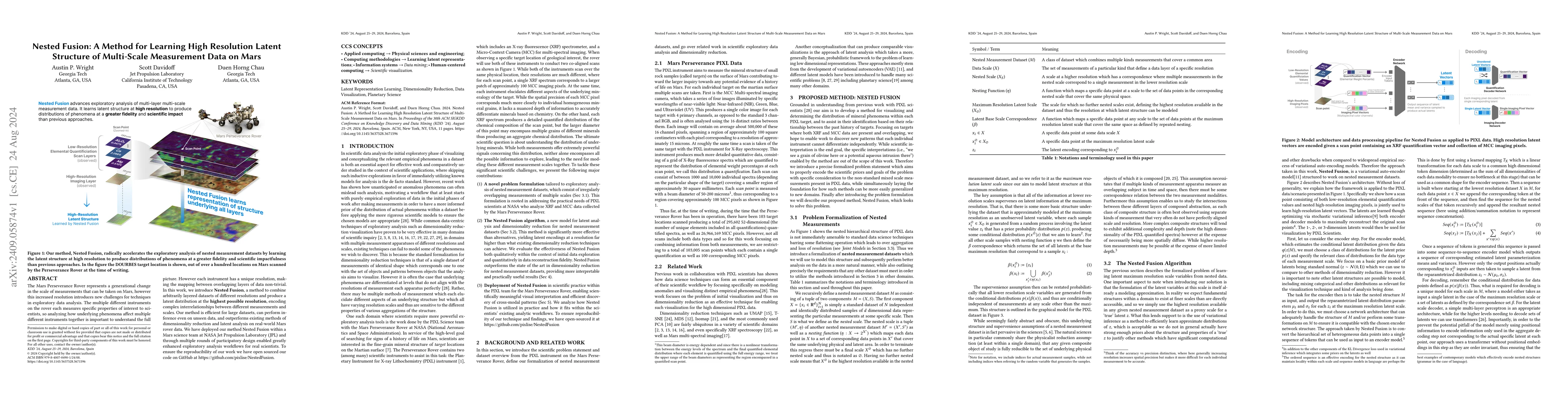 Thumbnail for Nested Fusion: A Method for Learning High Resolution Latent Structure of
  Multi-Scale Measurement Data on Mars