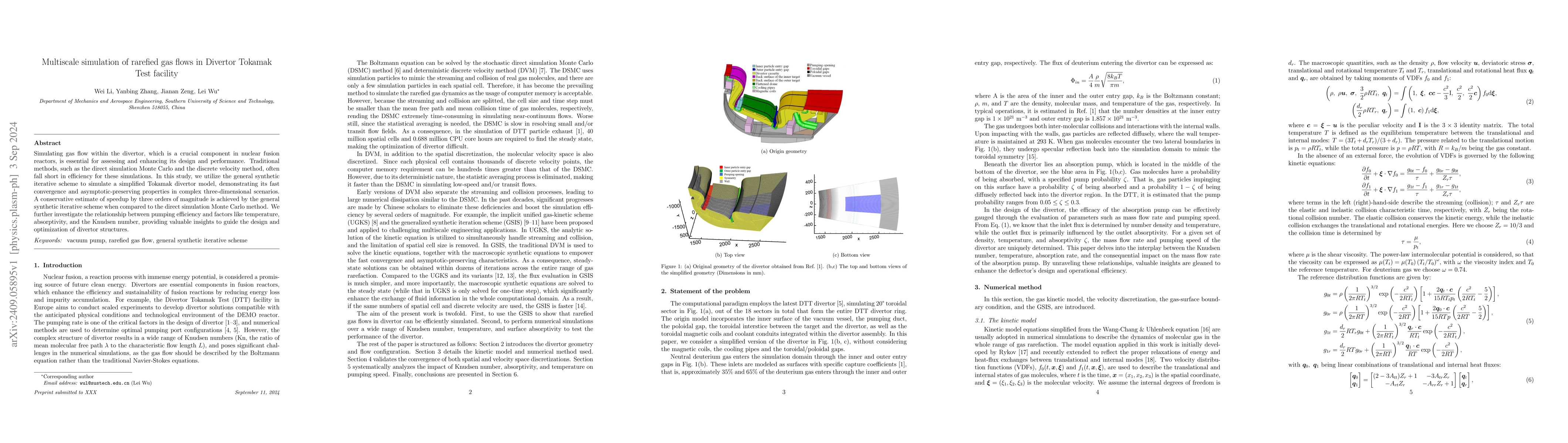 Thumbnail for Multiscale simulation of rarefied gas flows in Divertor Tokamak Test
  facility