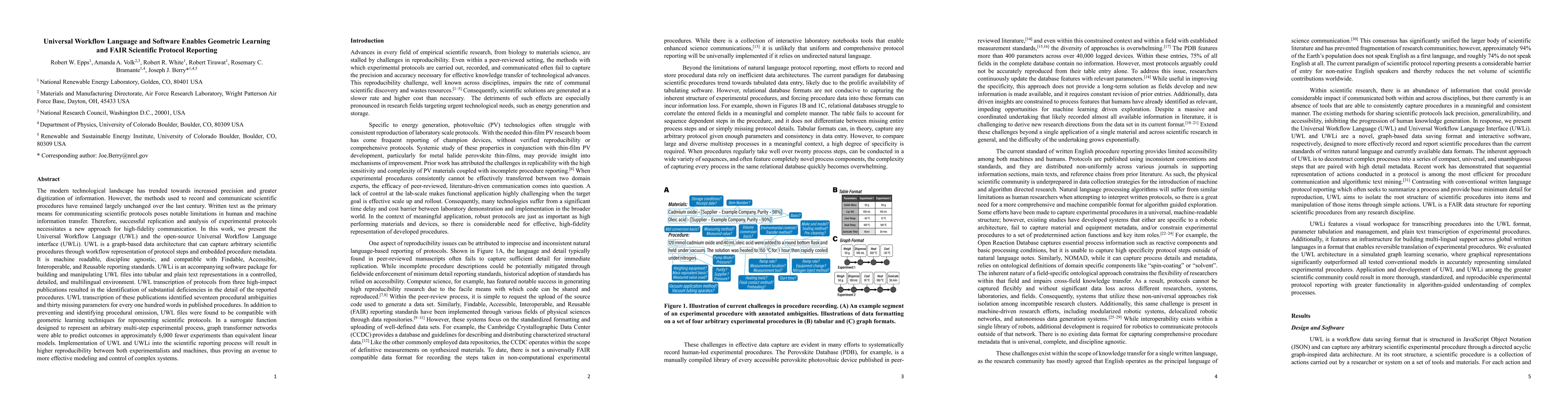 Thumbnail for Universal Workflow Language and Software Enables Geometric Learning and
  FAIR Scientific Protocol Reporting