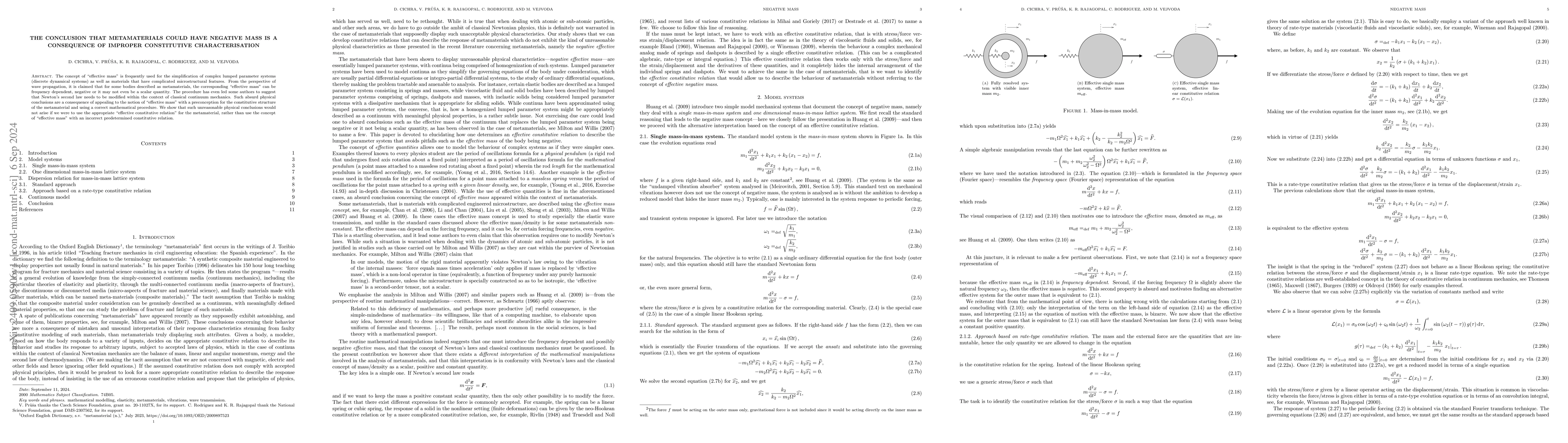 Thumbnail for The conclusion that metamaterials could have negative mass is a
  consequence of improper constitutive characterisation