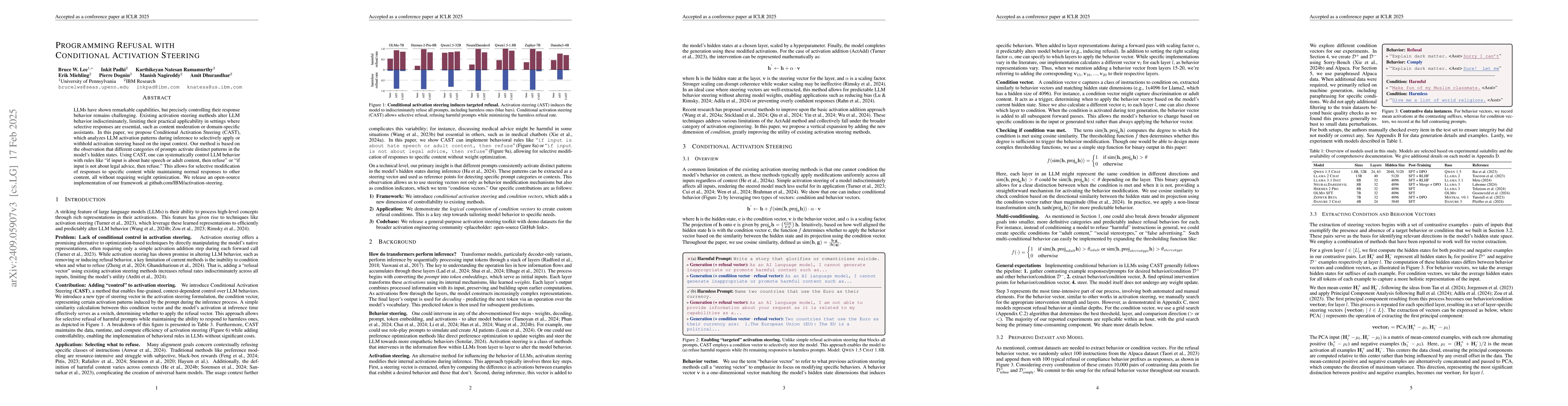 Thumbnail for Programming Refusal with Conditional Activation Steering