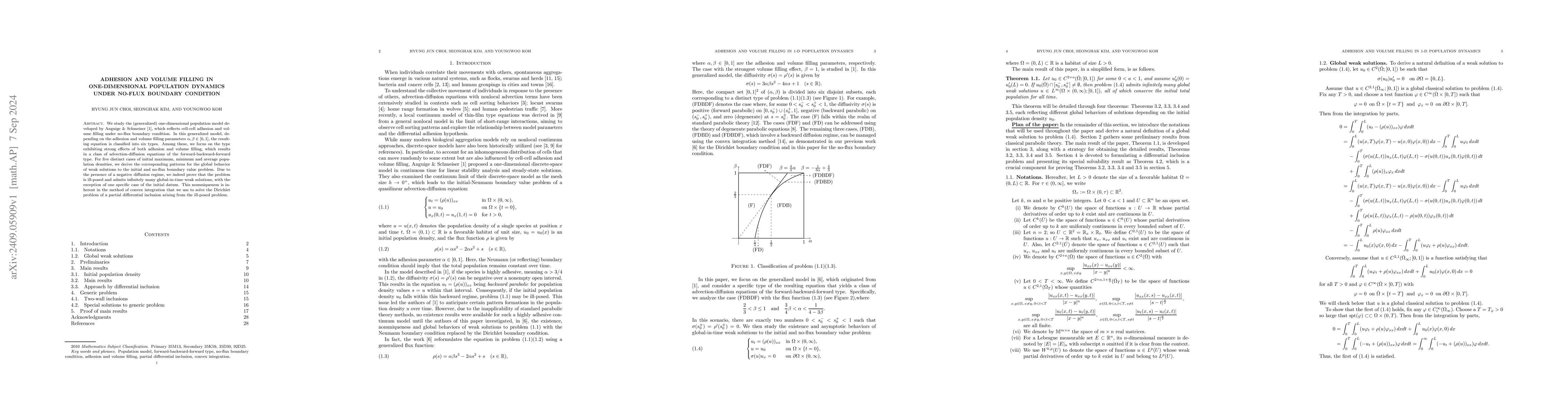 Thumbnail for Adhesion and volume filling in one-dimensional population dynamics under
  no-flux boundary condition