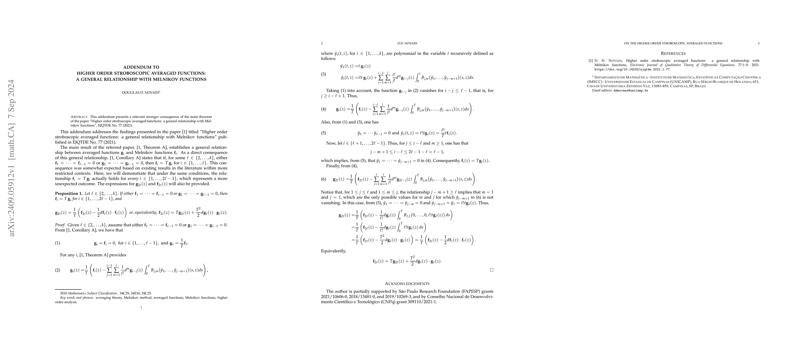 Thumbnail for Addendum to Higher order stroboscopic averaged functions: a general
  relationship with Melnikov functions