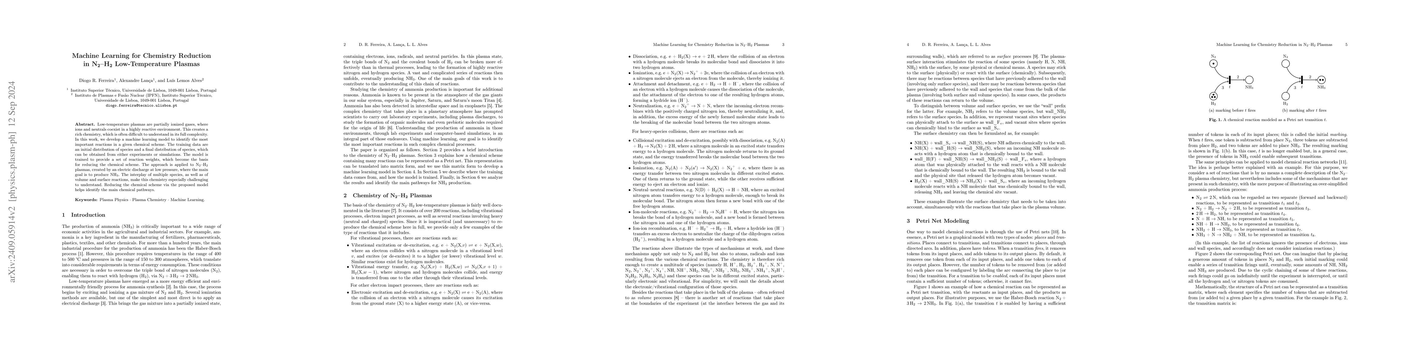 Thumbnail for Machine Learning for Chemistry Reduction in N$_2$-H$_2$ Low-Temperature
  Plasmas
