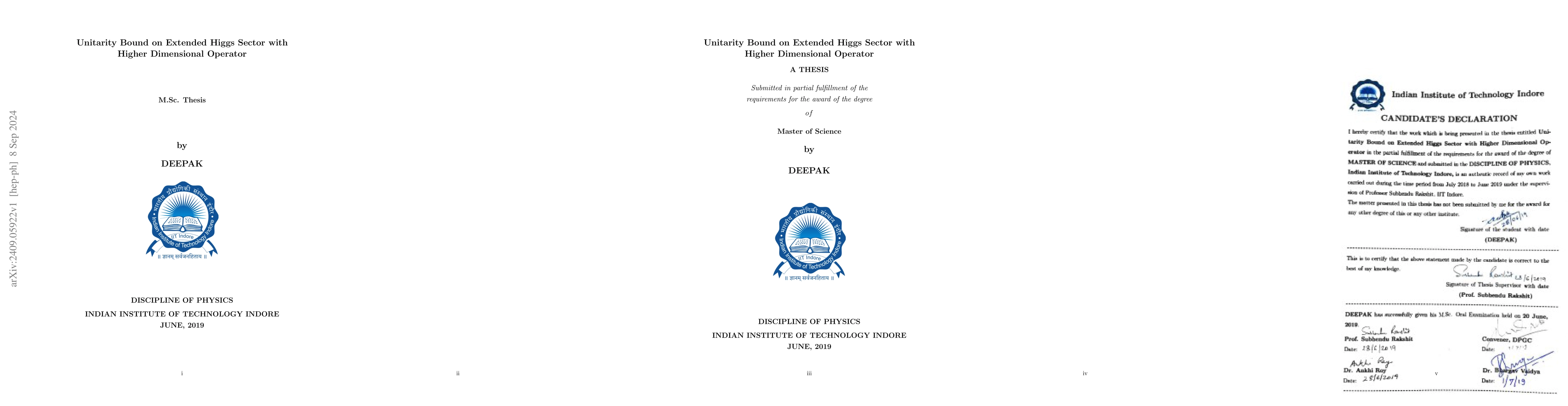 Thumbnail for Unitarity Bound on Extended Higgs Sector with Higher Dimensional
  Operator