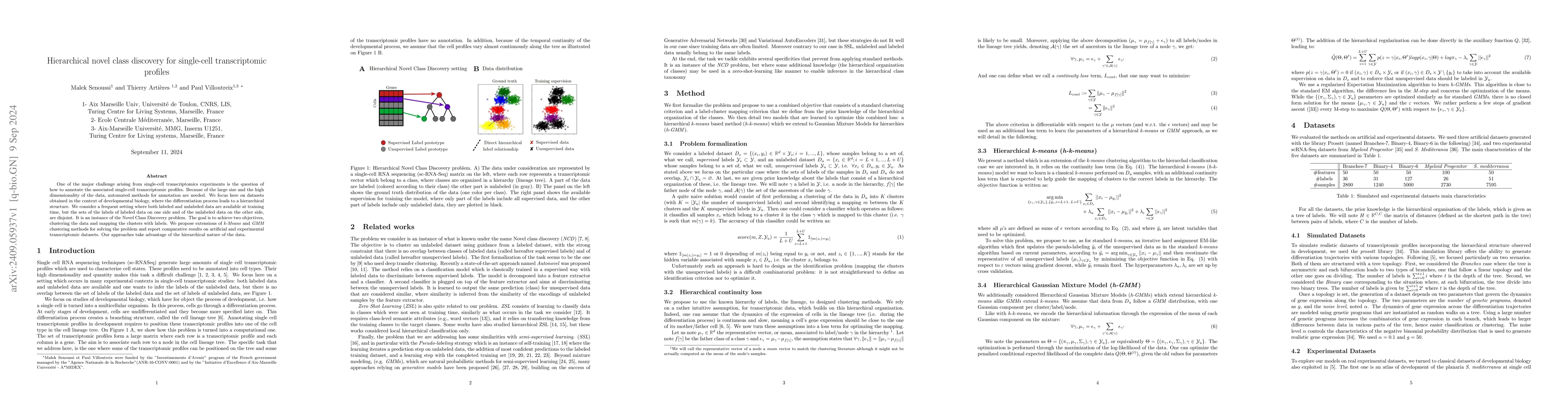 Thumbnail for Hierarchical novel class discovery for single-cell transcriptomic
  profiles