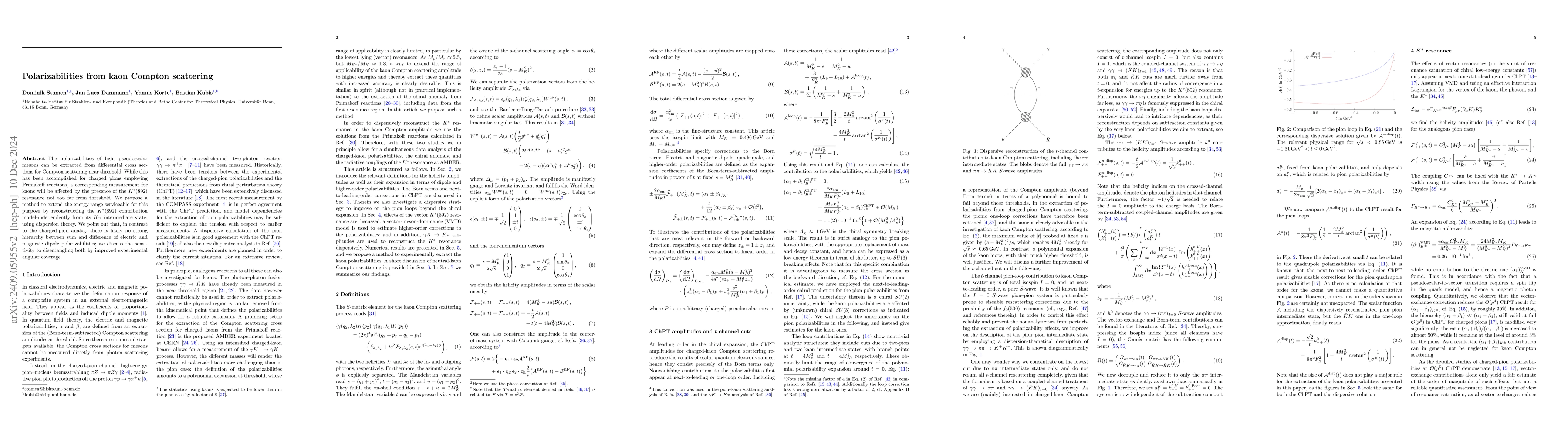 Thumbnail for Polarizabilities from kaon Compton scattering