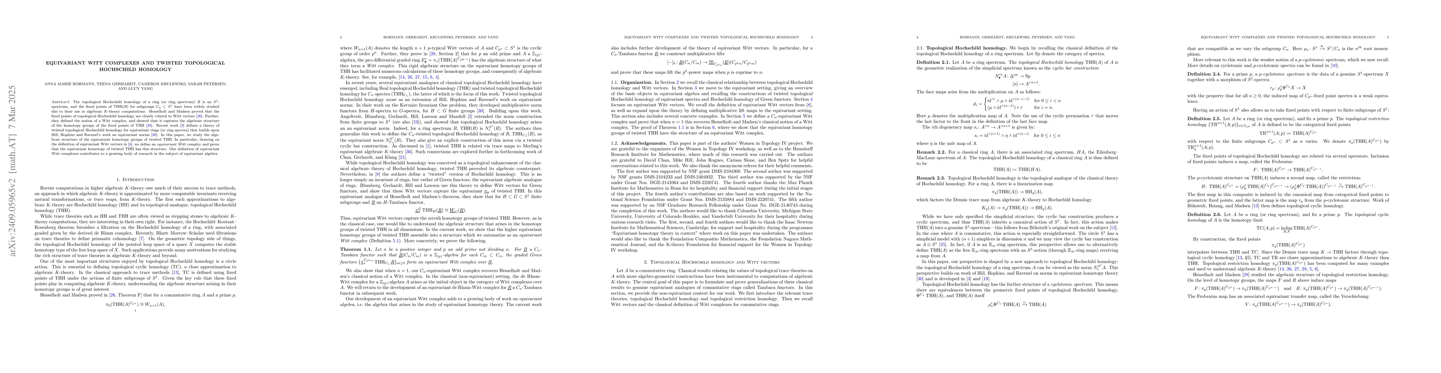 Thumbnail for Equivariant Witt Complexes and Twisted Topological Hochschild Homology
