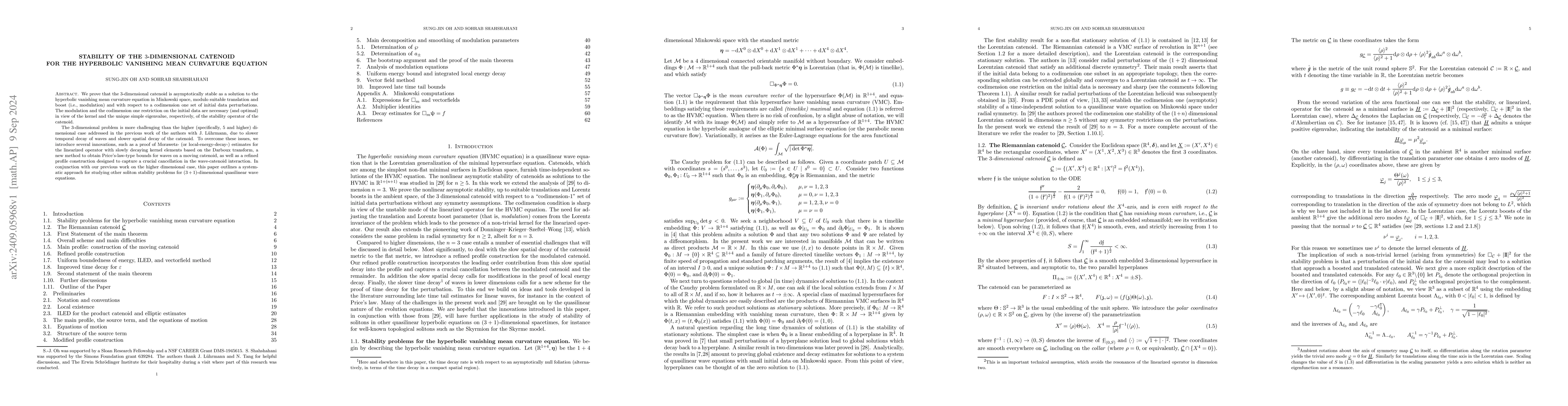 Thumbnail for Stability of the 3-dimensional catenoid for the hyperbolic vanishing
  mean curvature equation