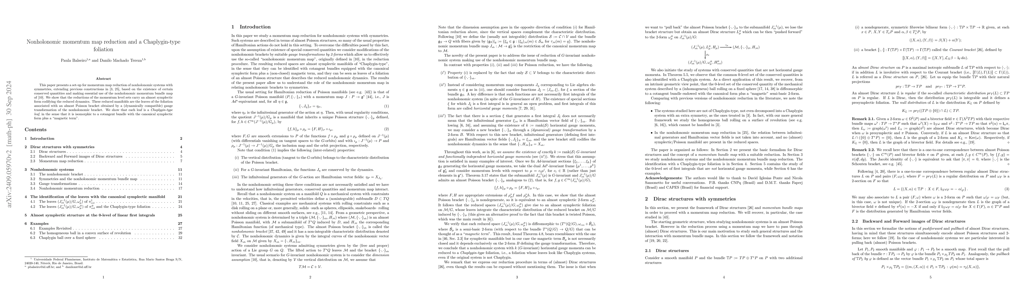 Thumbnail for Nonholonomic momentum map reduction and a Chaplygin-type foliation