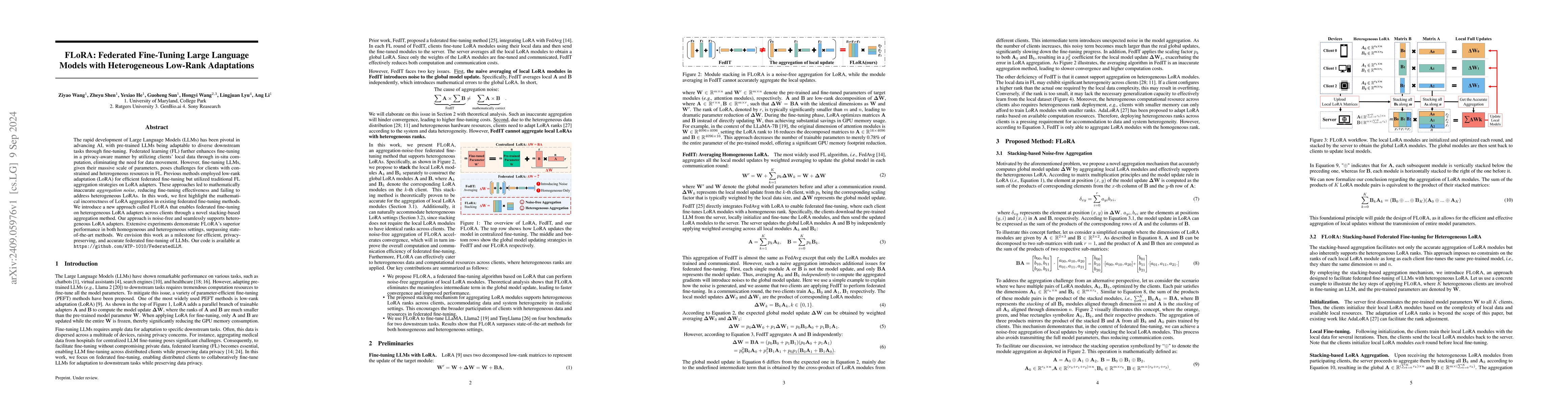 Thumbnail for FLoRA: Federated Fine-Tuning Large Language Models with Heterogeneous
  Low-Rank Adaptations