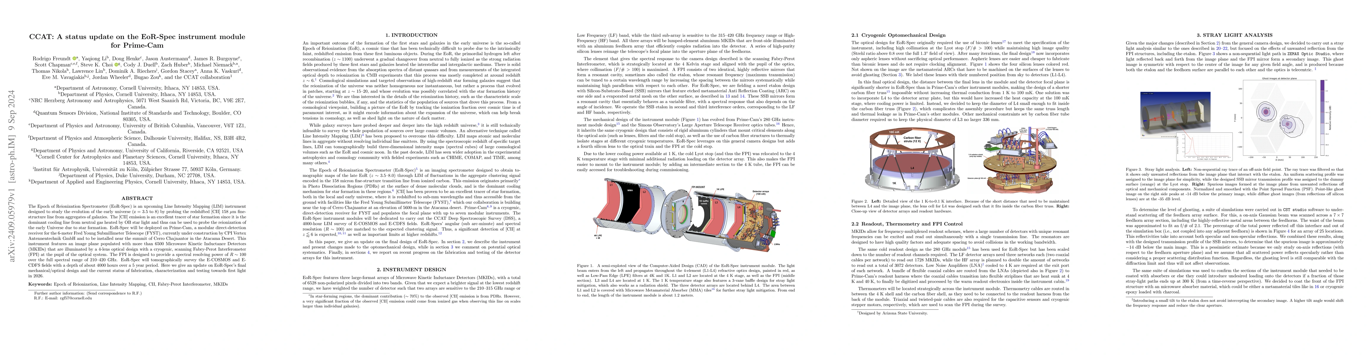 Thumbnail for CCAT: A status update on the EoR-Spec instrument module for Prime-Cam