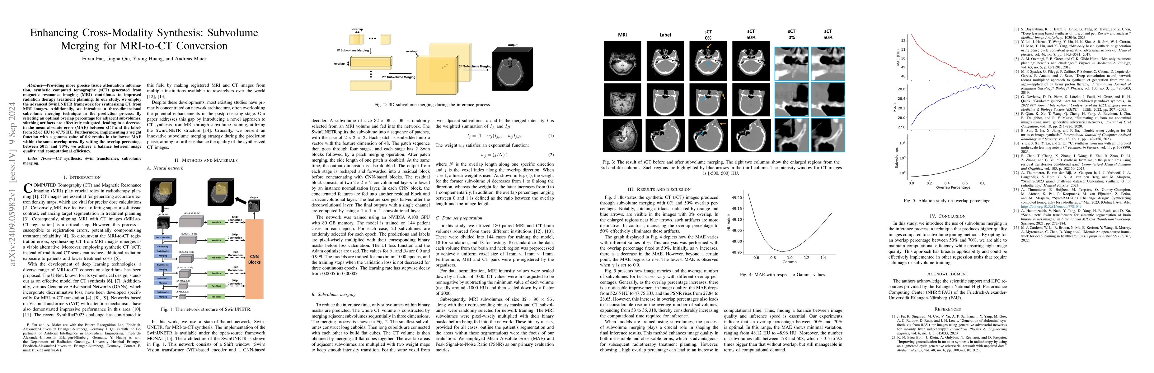 Thumbnail for Enhancing Cross-Modality Synthesis: Subvolume Merging for MRI-to-CT
  Conversion