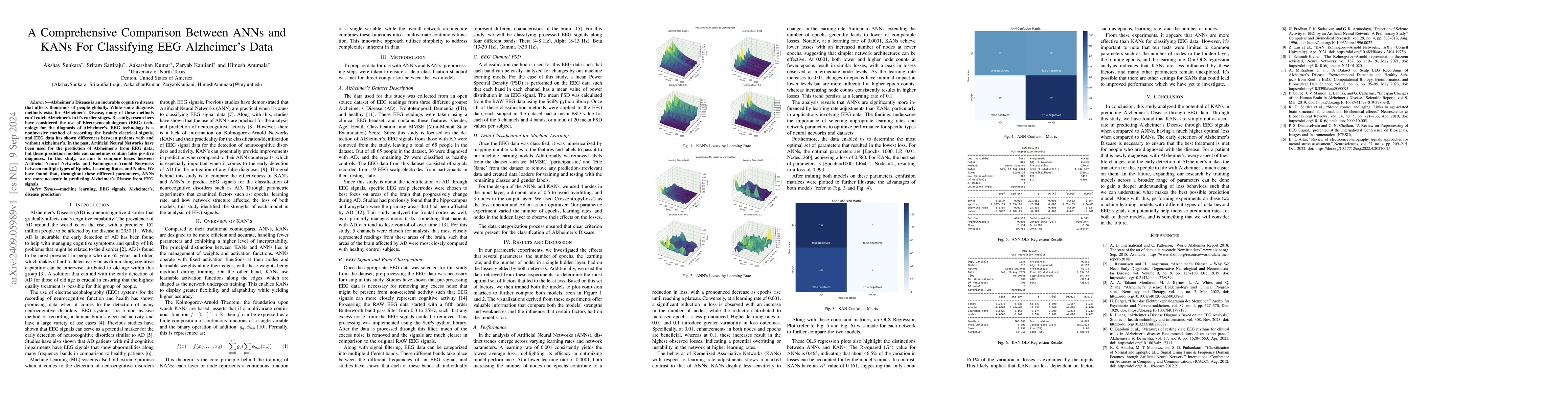 Thumbnail for A Comprehensive Comparison Between ANNs and KANs For Classifying EEG
  Alzheimer's Data