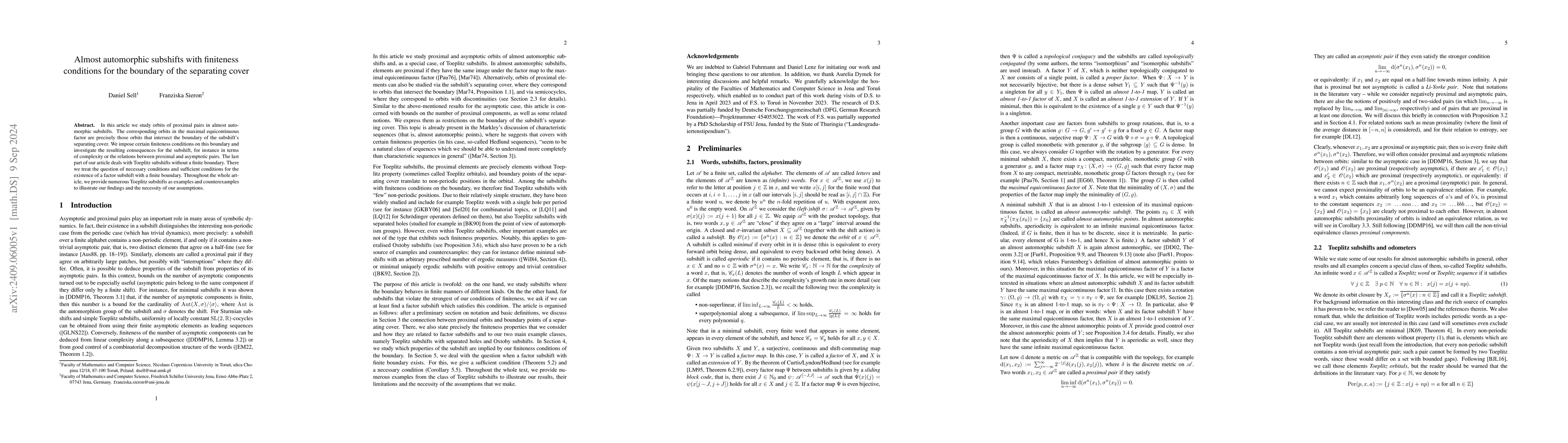 Thumbnail for Almost automorphic subshifts with finiteness conditions for the boundary
  of the separating cover