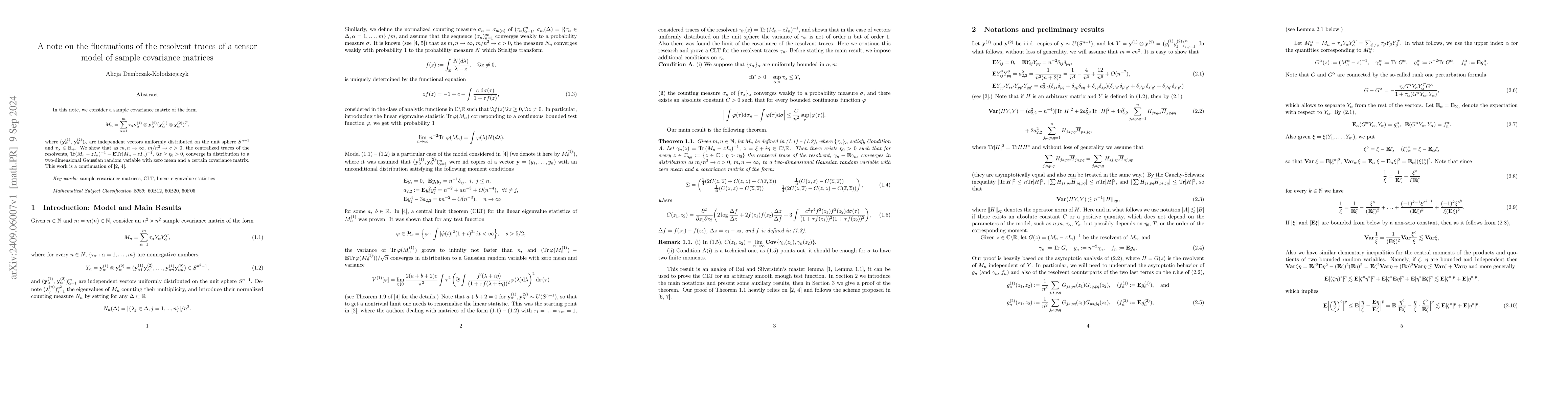 Thumbnail for A note on the fluctuations of the resolvent traces of a tensor model of
  sample covariance matrices