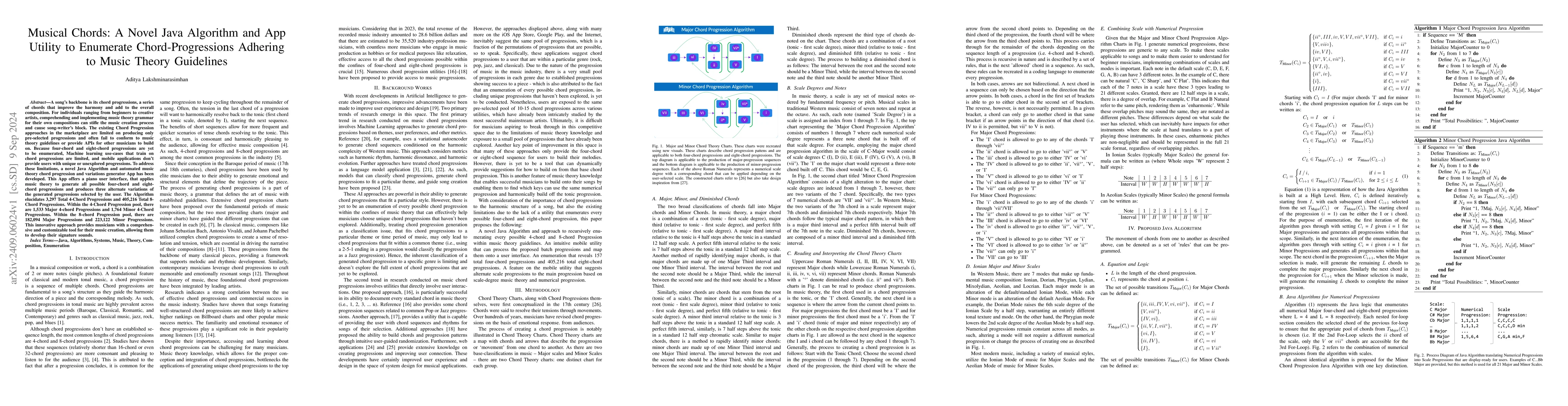 Thumbnail for Musical Chords: A Novel Java Algorithm and App Utility to Enumerate
  Chord-Progressions Adhering to Music Theory Guidelines