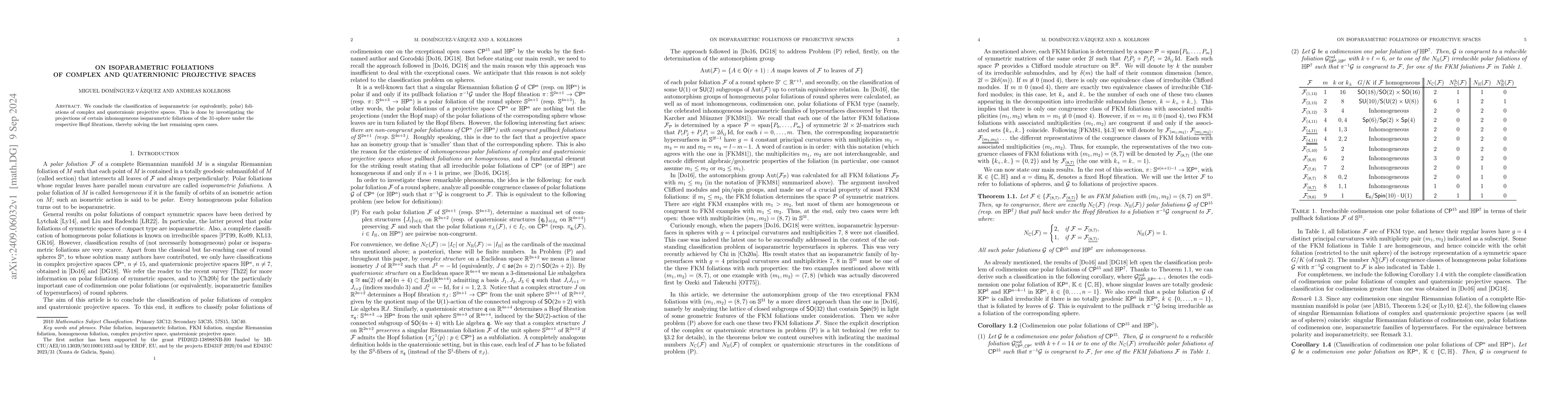 Thumbnail for On isoparametric foliations of complex and quaternionic projective
  spaces