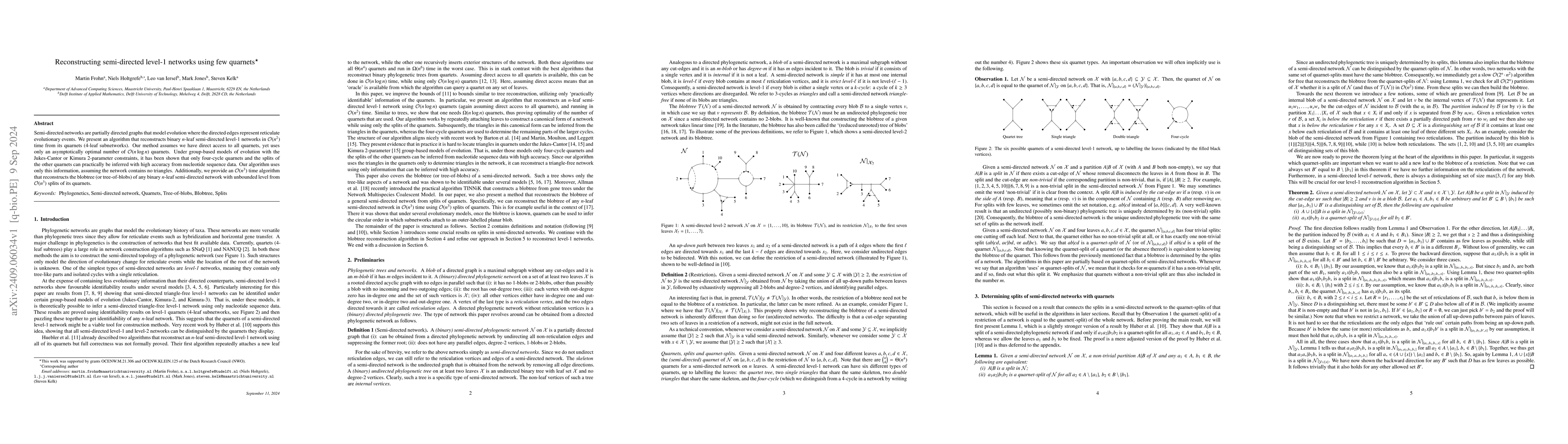 Thumbnail for Reconstructing semi-directed level-1 networks using few quarnets