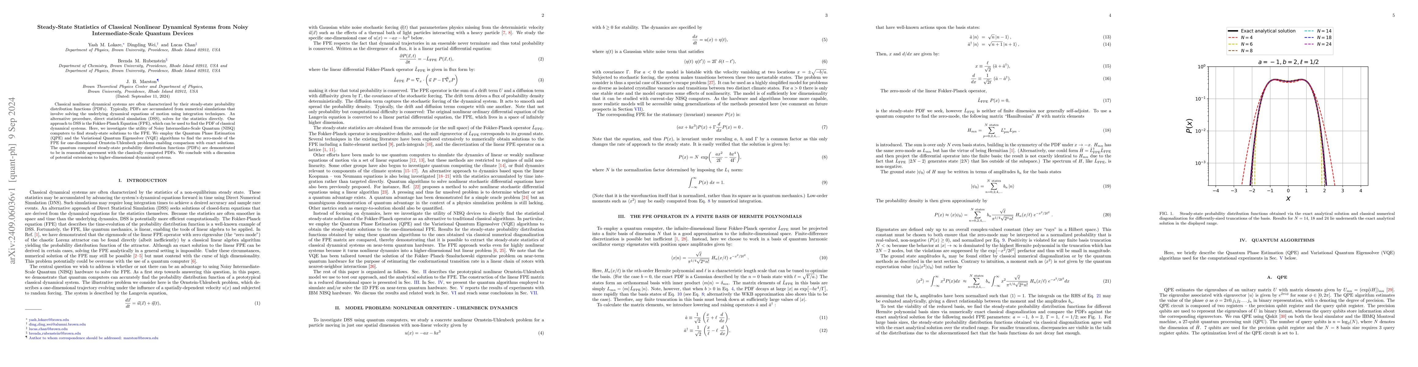 Thumbnail for Steady-State Statistics of Classical Nonlinear Dynamical Systems from
  Noisy Intermediate-Scale Quantum Devices