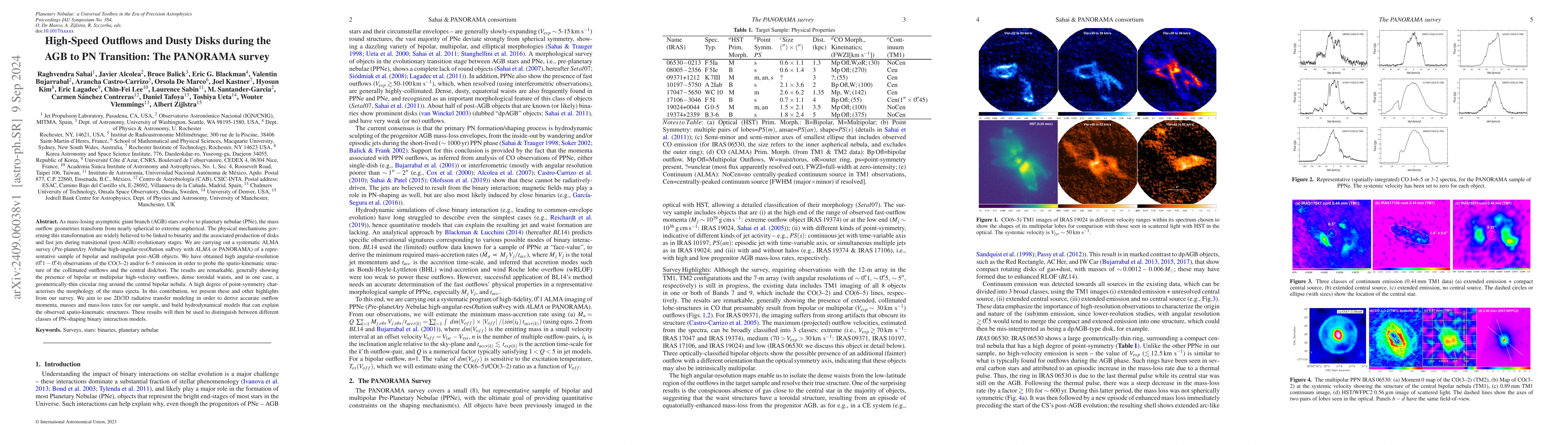 Thumbnail for High-Speed Outflows and Dusty Disks during the AGB to PN Transition: The
  PANORAMA survey