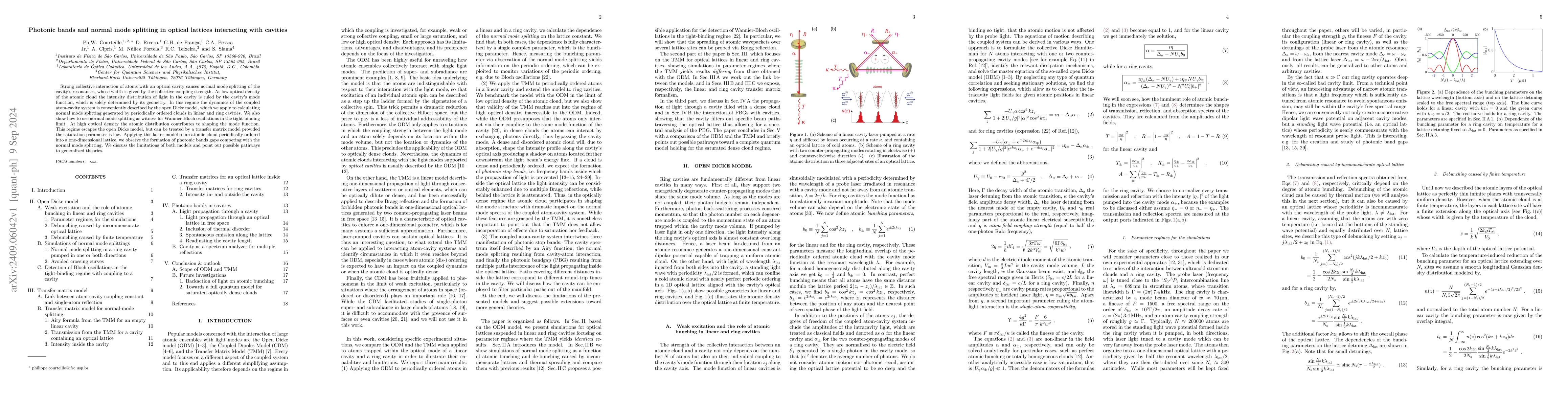 Thumbnail for Photonic bands and normal mode splitting in optical lattices interacting
  with cavities