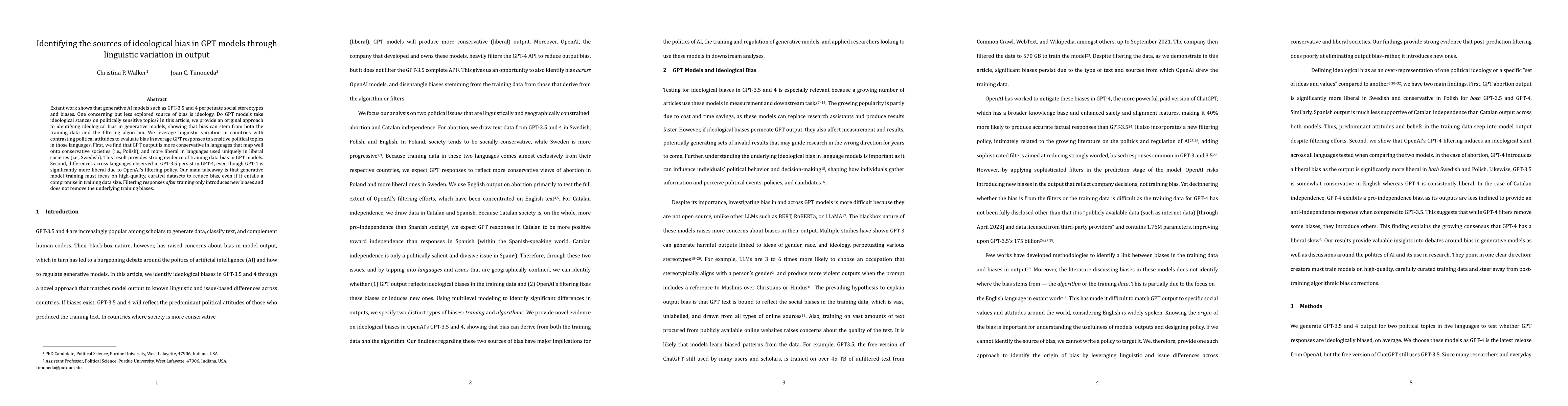 Thumbnail for Identifying the sources of ideological bias in GPT models through
  linguistic variation in output