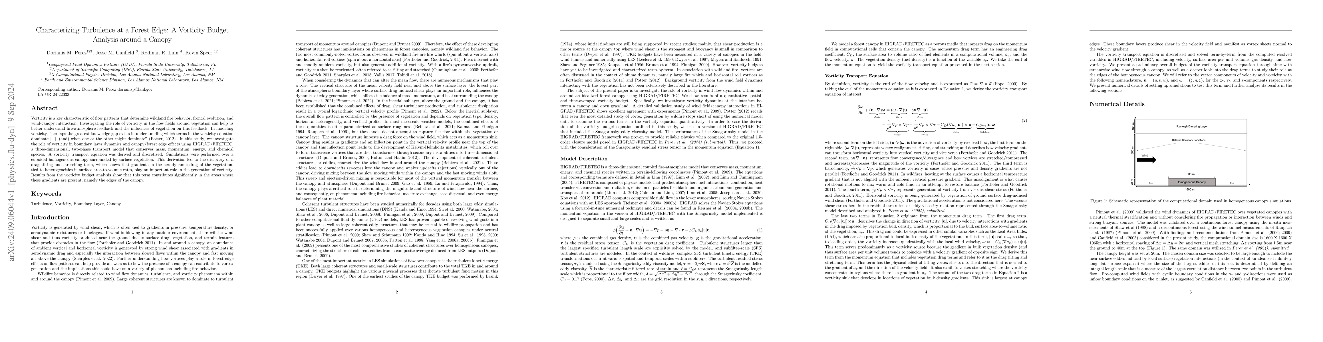Thumbnail for Characterizing Turbulence at a Forest Edge: A Vorticity Budget Analysis
  around a Canopy