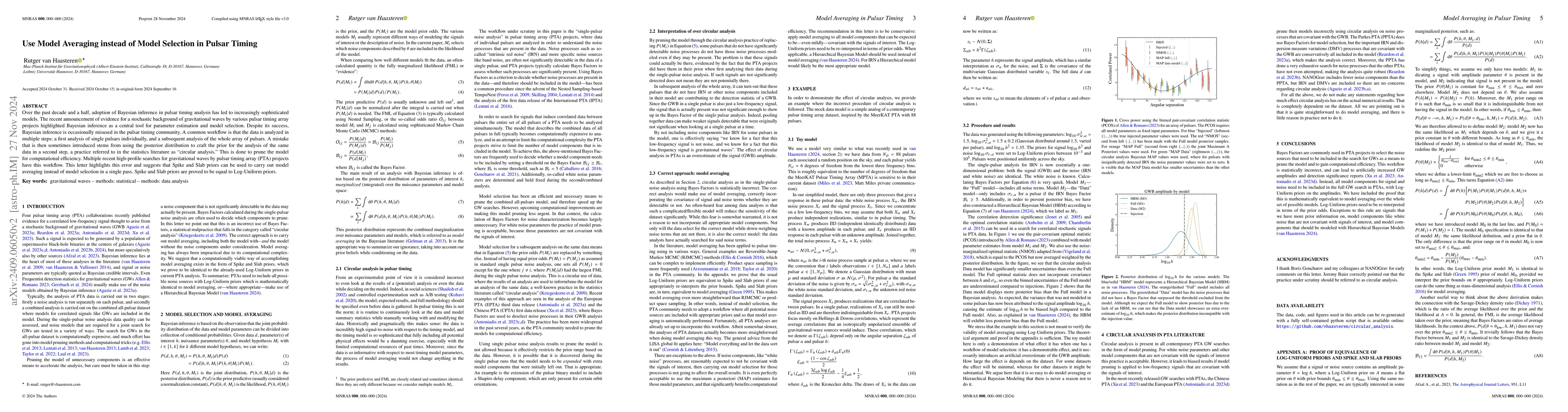 Thumbnail for Use Model Averaging instead of Model Selection in Pulsar Timing