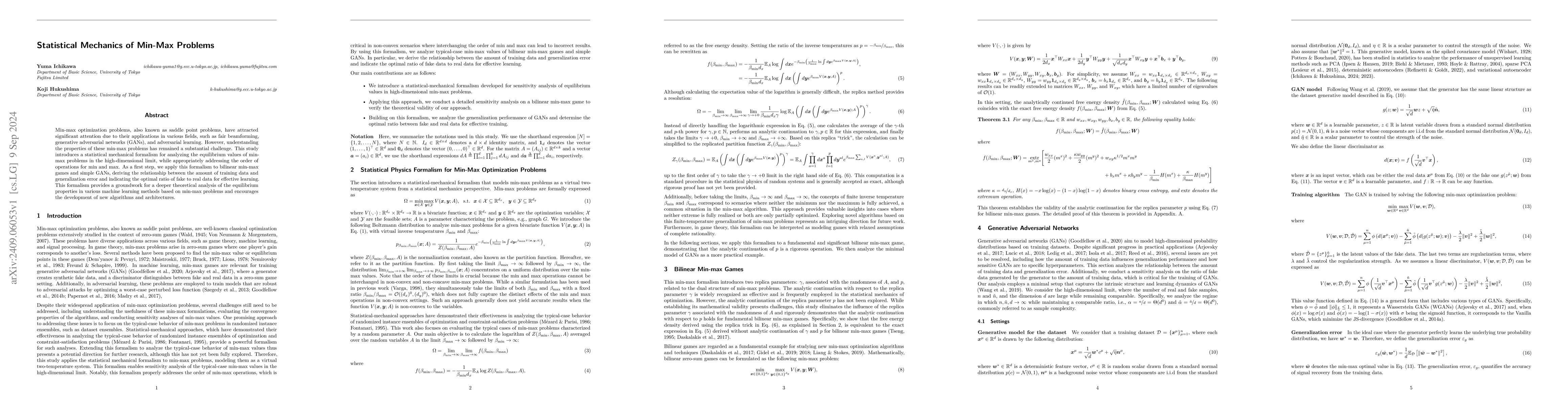 Thumbnail for Statistical Mechanics of Min-Max Problems