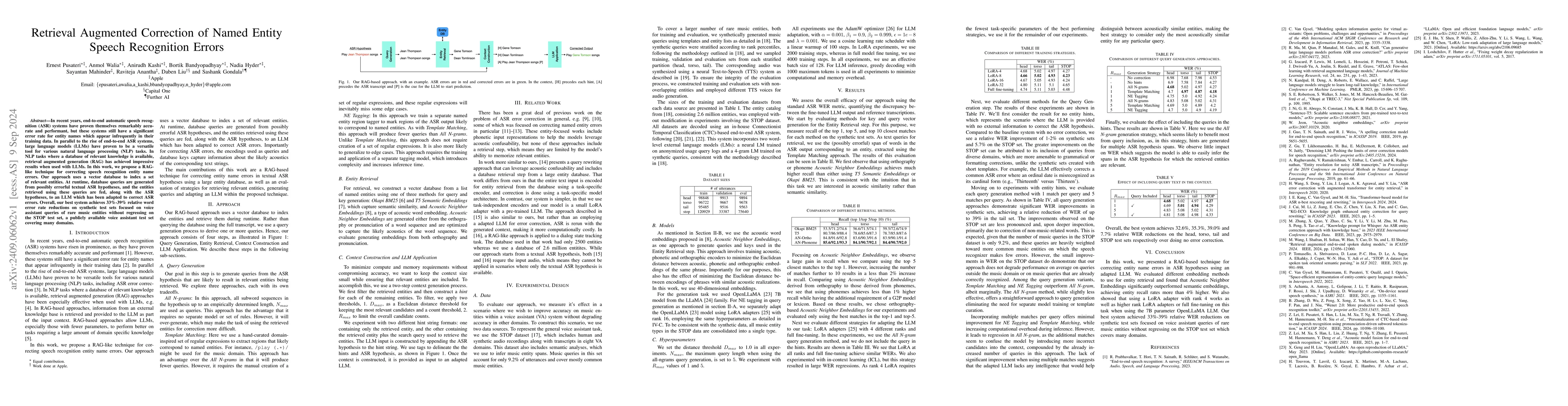 Thumbnail for Retrieval Augmented Correction of Named Entity Speech Recognition Errors