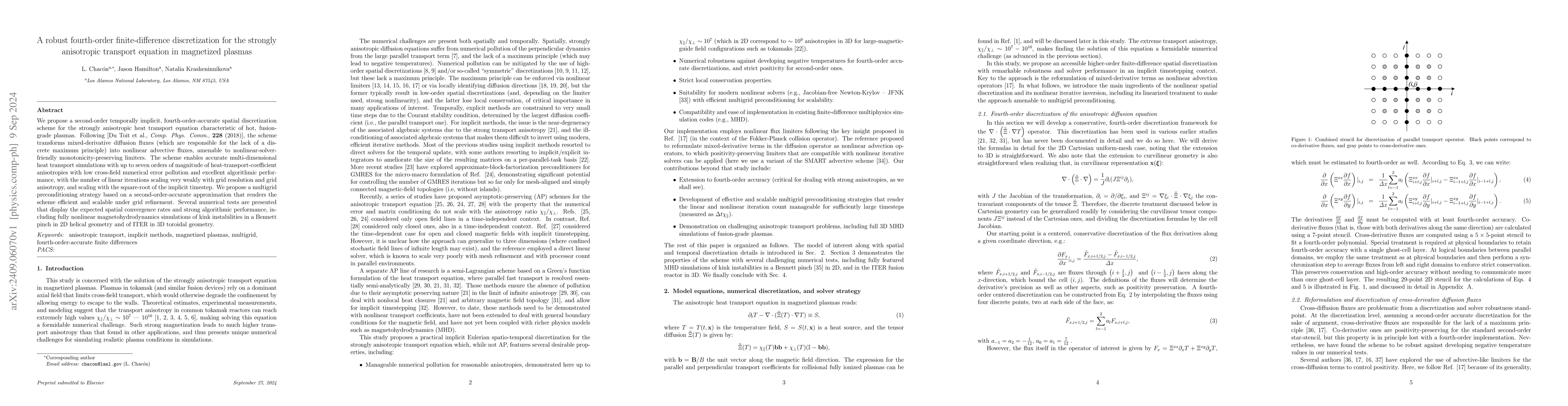Thumbnail for A robust fourth-order finite-difference discretization for the strongly
  anisotropic transport equation in magnetized plasmas