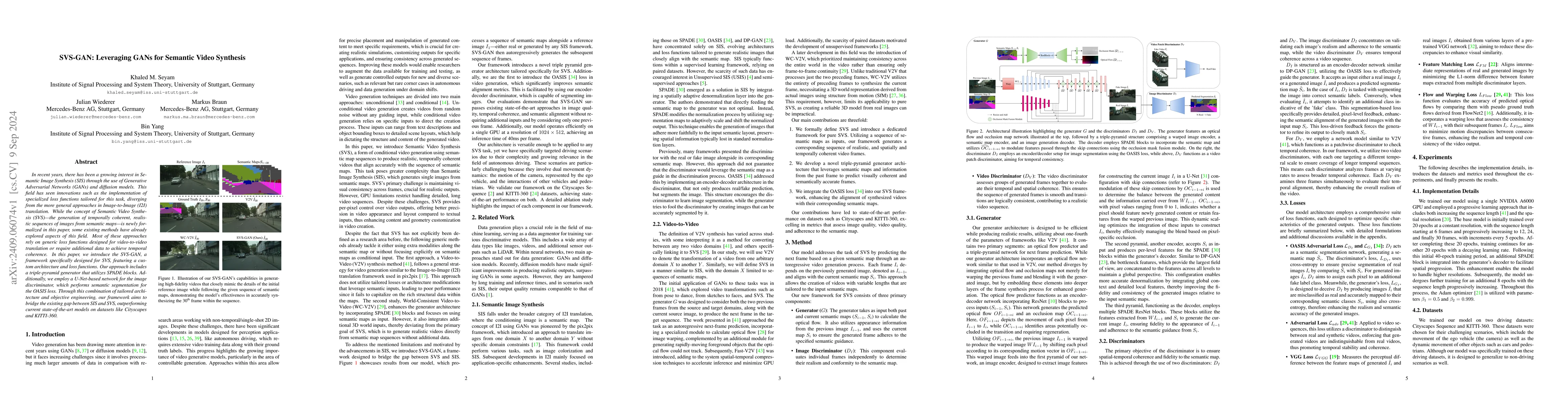 Thumbnail for SVS-GAN: Leveraging GANs for Semantic Video Synthesis