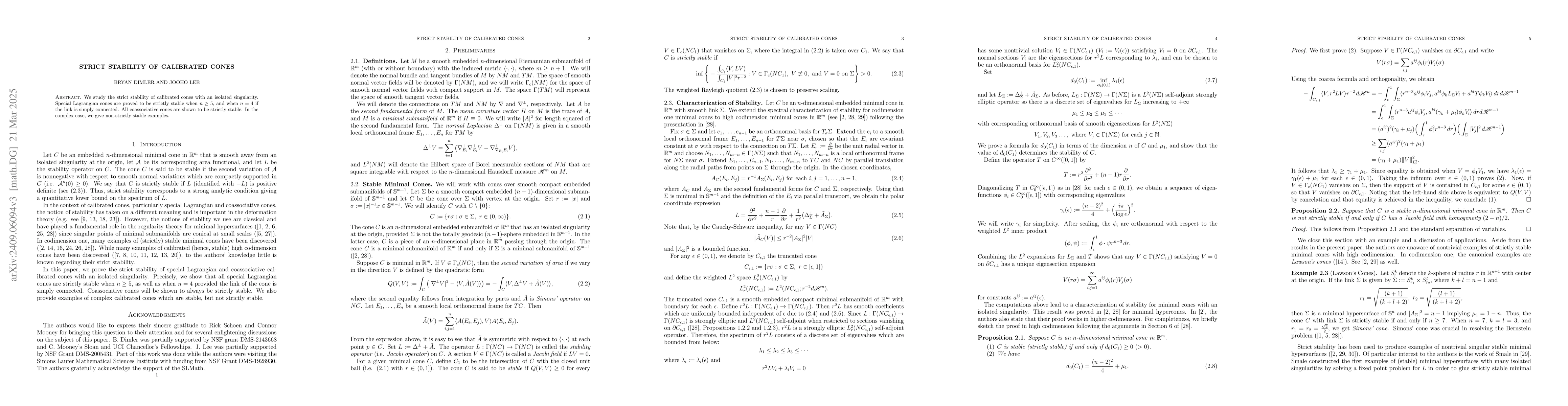 Thumbnail for Strict stability of calibrated cones