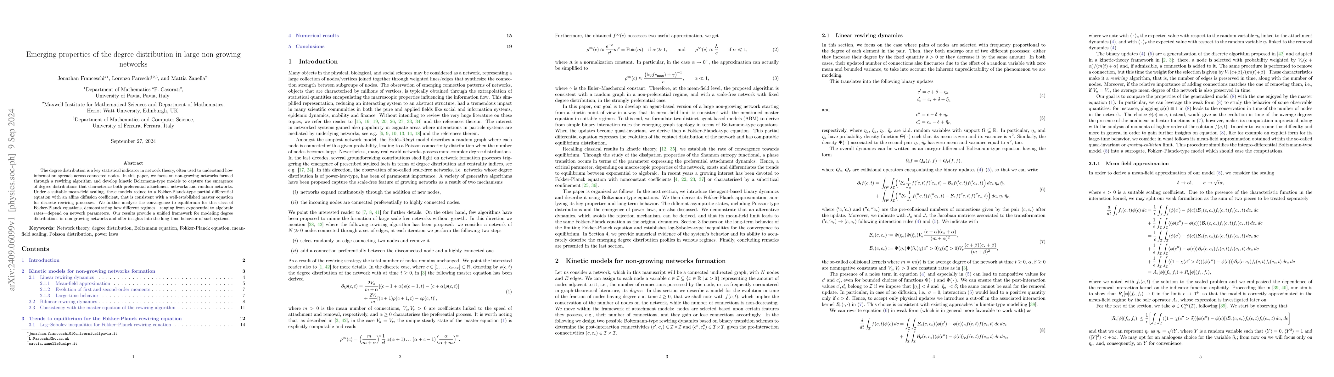 Thumbnail for Emerging properties of the degree distribution in large non-growing
  networks