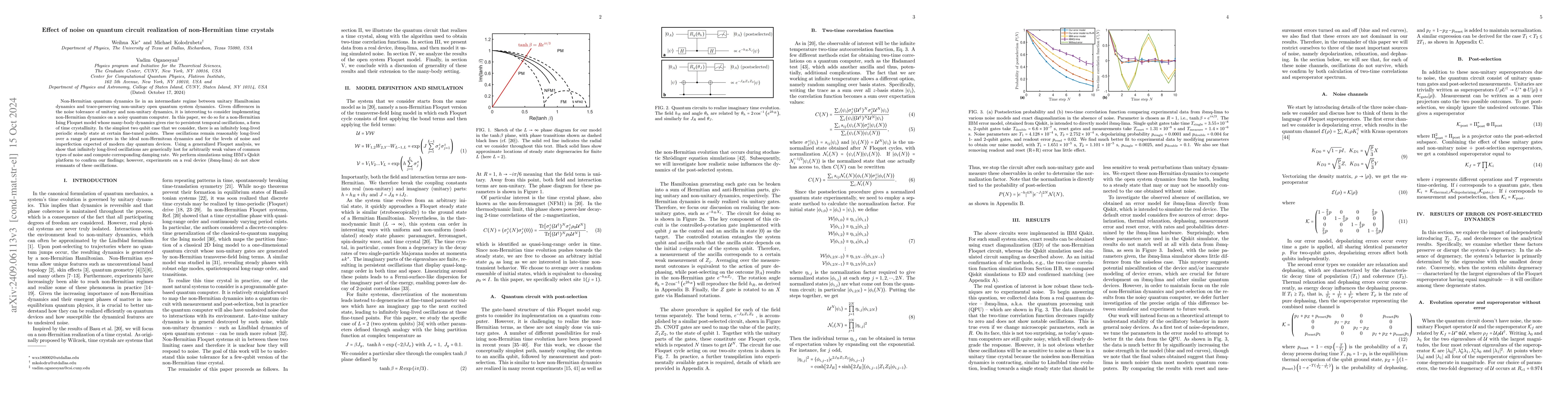 Thumbnail for Effect of noise on quantum circuit realization of non-Hermitian time
  crystals
