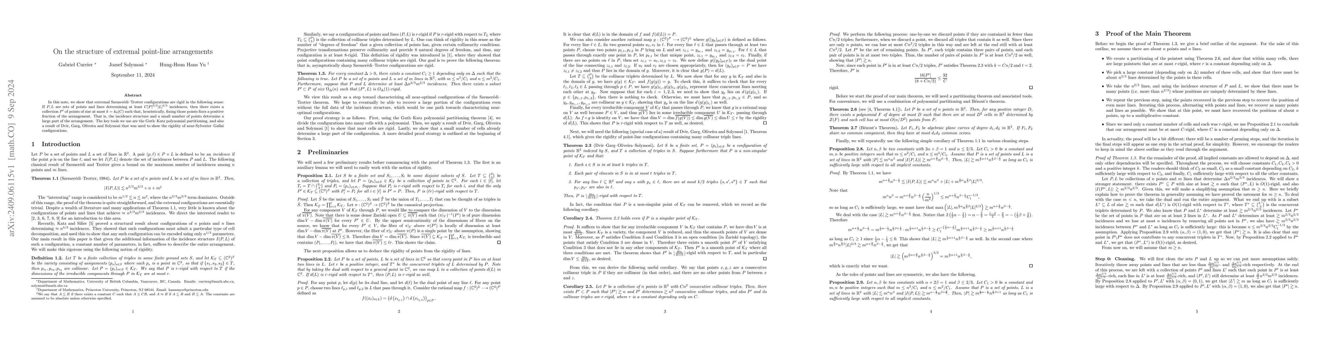 Thumbnail for On the structure of extremal point-line arrangements