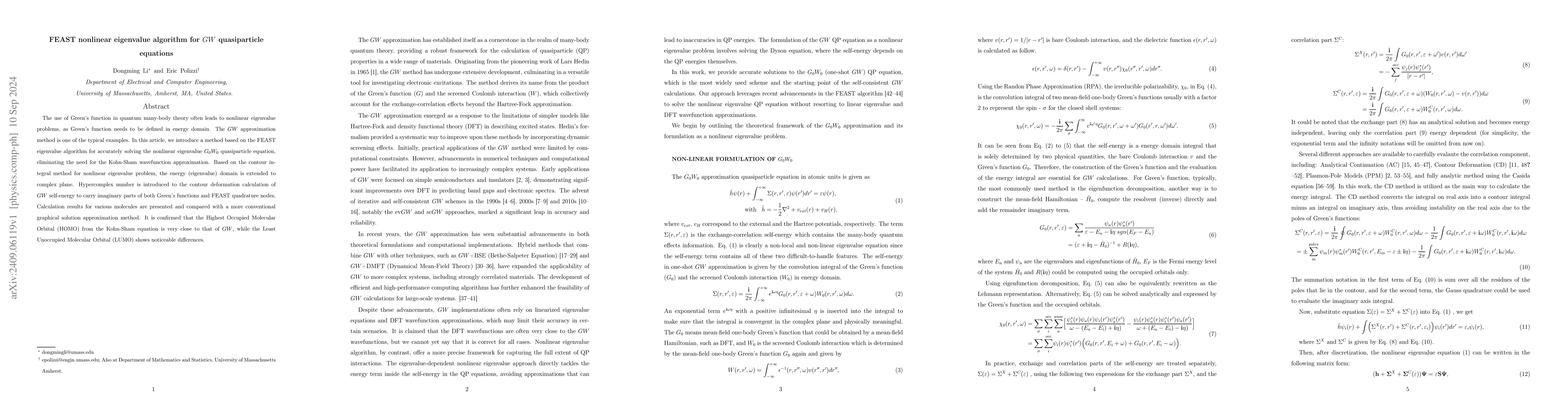 Thumbnail for FEAST nonlinear eigenvalue algorithm for $GW$ quasiparticle equations
