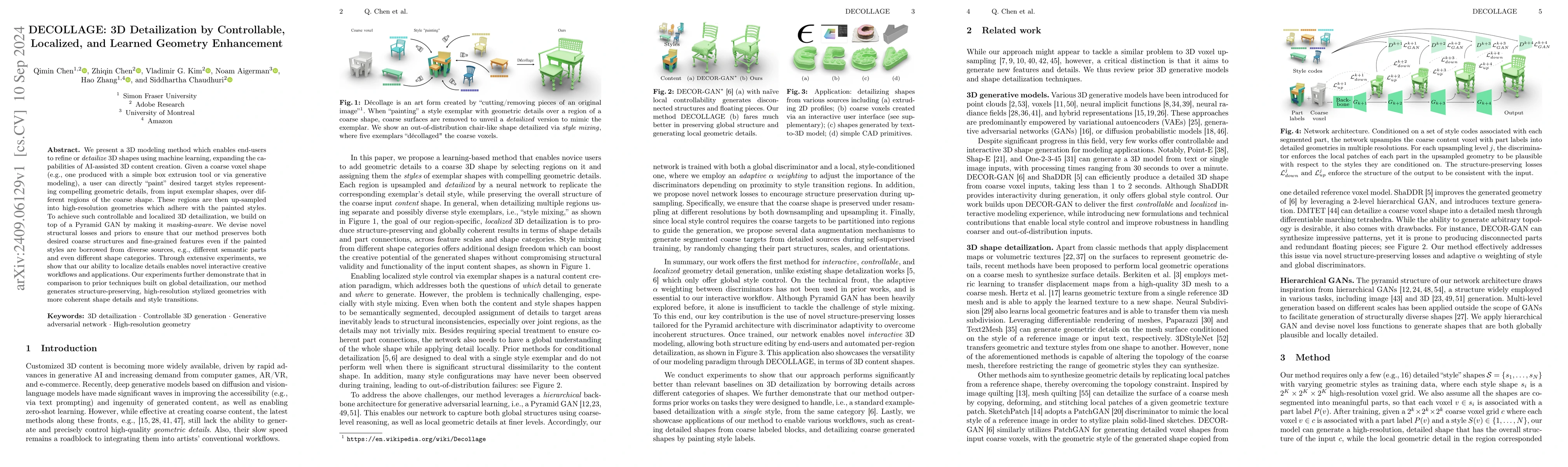 Thumbnail for DECOLLAGE: 3D Detailization by Controllable, Localized, and Learned
  Geometry Enhancement