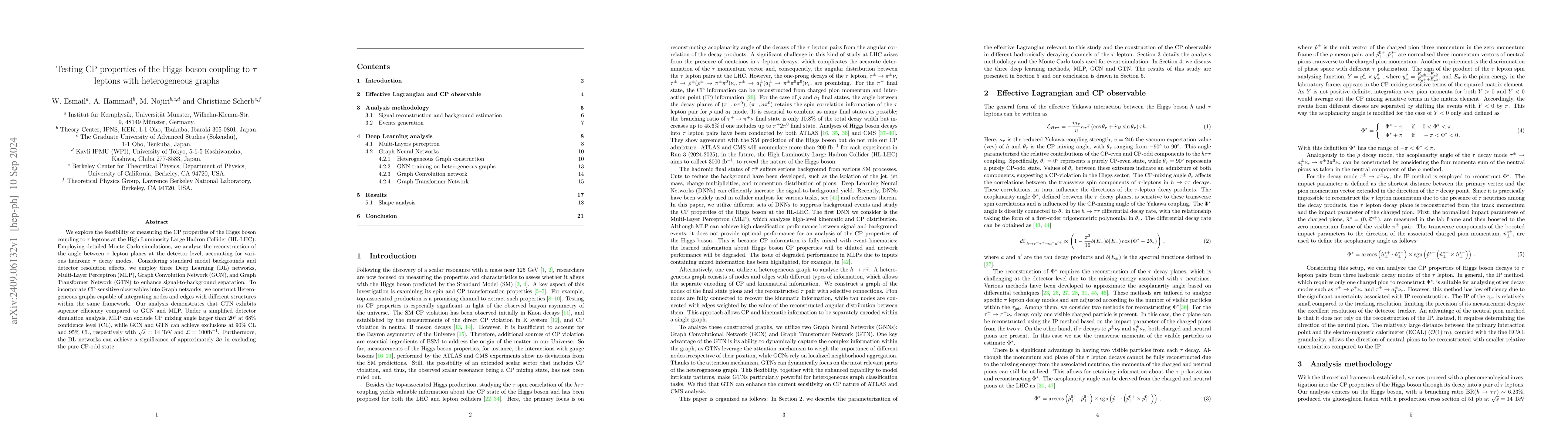 Thumbnail for Testing CP properties of the Higgs boson coupling to $τ$ leptons with
  heterogeneous graphs